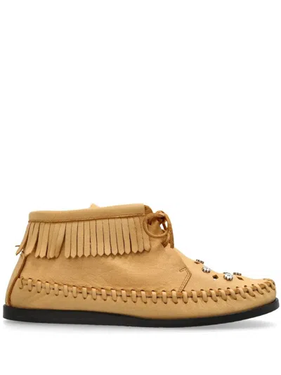 Isabel Marant Beige Leather Felsa Angle Boots