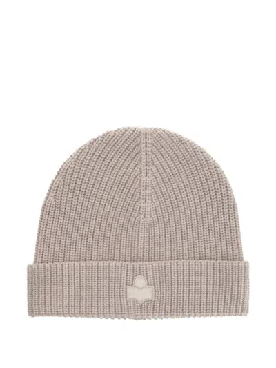Isabel Marant Beige Logo Beanie Hat