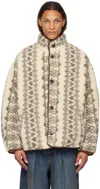 Isabel Marant Madeo Oversize Fleece Jacket In Ecbw Ecru/brown