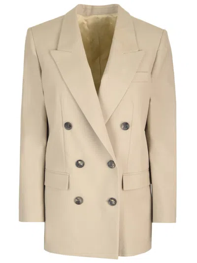 Isabel Marant Double-breasted Virgin-wool Blazer In 10st Straw