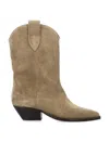 Isabel Marant Mid-height Suede Western Boots With Pointed Toe And Block Heel In Beige