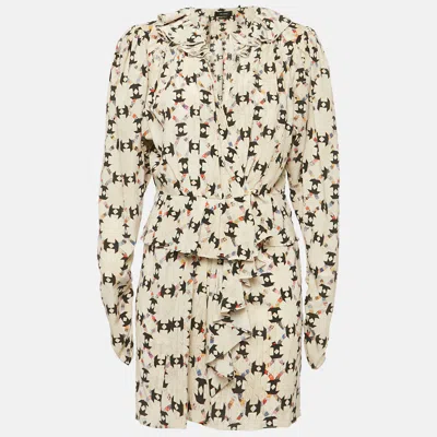 Pre-owned Isabel Marant Beige Printed Silk Blouse And Skirt Set S