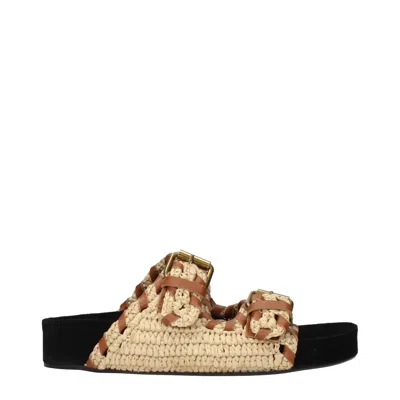 Isabel Marant Beige Raffia Slippers Sandals In Neutral