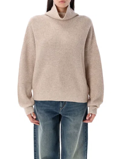 Isabel Marant Beige Ribbed Sweater In Pink