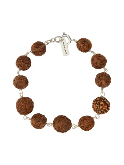 Isabel Marant Beige Rudraksha Seed Bracelets In Metallic