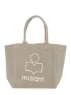 Isabel Marant Beige Shopper Bag With Logo Embroidery On The Front And Double Handles In Cotton Woman In Sand