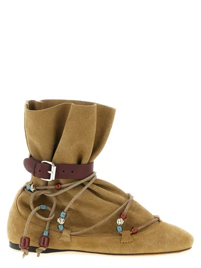 ISABEL MARANT WOMEN BEIGE SOLID LETIZ BOOTS, 7.5 LUXURY BOOTS FOR WOMEN DARVEYS