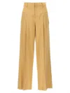 Isabel Marant High Waist Pleated Wide Leg Trousers In Beige