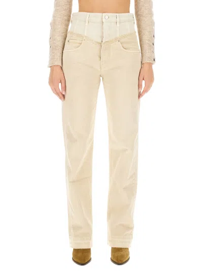 Isabel Marant Beige Straight High Rise Jeans In Brown
