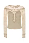 Isabel Marant Beige Stretch Satin Diem Top In Gold