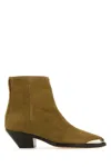 Shop Isabel Marant Beige Suede Adnae Ankle Boots