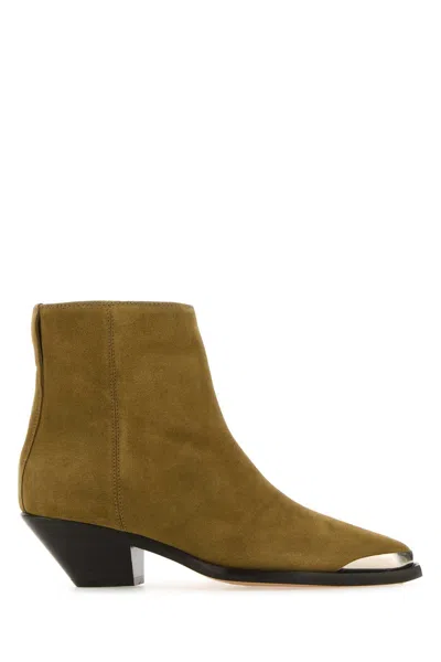 Isabel Marant Beige Suede Adnae Ankle Boots In Beige O Tan