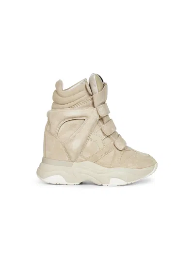 Isabel Marant Beige Suede Calfskin Leather Balskee Sneakers In Sand