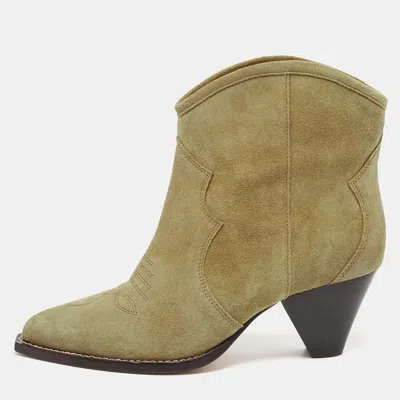 Pre-owned Isabel Marant Beige Suede Dicker Ankle Length Boots Size 38