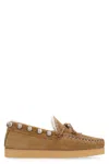 Isabel Marant Studded Suede Loafers Moccasin Stitching In Tan