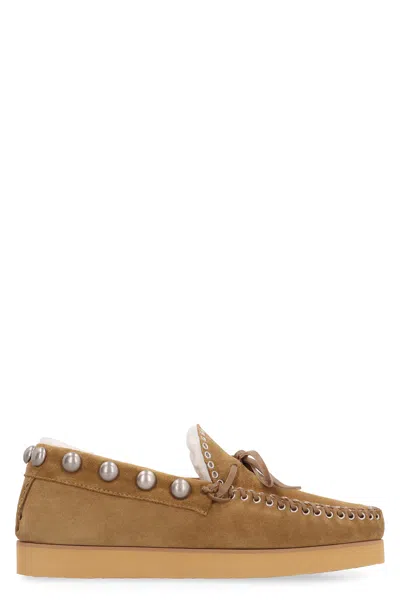 Isabel Marant Forley Shearling-lined Suede Moccasins In Tan