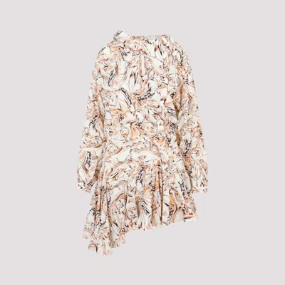 Isabel Marant Tharya Printed Silk Mini Dress In Beige