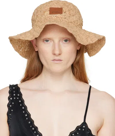 Isabel Marant Tulum Leather-trimmed Crocheted Raffia Hat In 23nl Natural