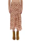 Isabel Marant Lisanne Abstract-print Silk Midi Skirt In Brown