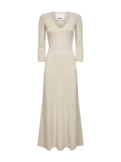 Isabel Marant Beige Wool Blend Knit Salina Long Dress In Neutral