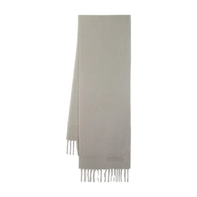 Isabel Marant Beige Wool Scarf With Subtle Fringe In Gray
