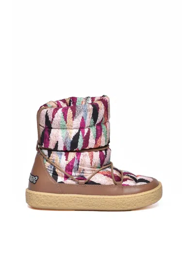 Isabel Marant Beige/green Nylon Leather Women's Moon Boot In Multi
