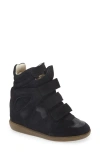 Isabel Marant Bekett Hidden Wedge High Top Sneaker In Black