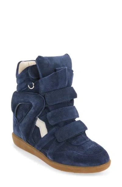 Isabel Marant Bekett Hidden Wedge High Top Sneaker In Dark Blue