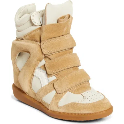 Isabel Marant Bekett Hidden Wedge High Top Sneaker In Gold