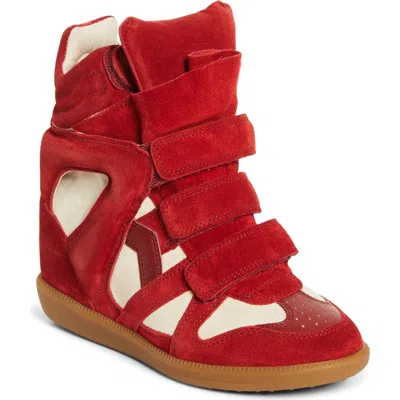 Isabel Marant Bekett Hidden Wedge High Top Sneaker In Red