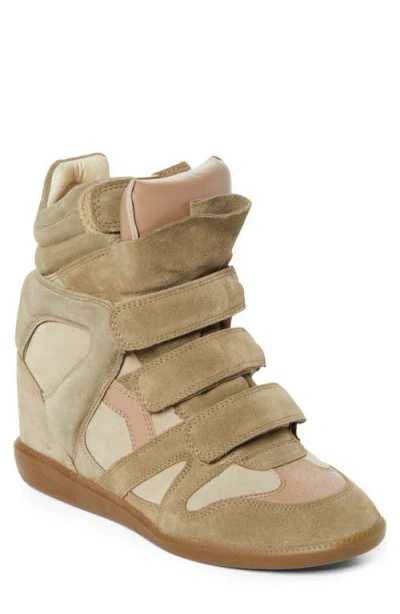 Isabel Marant Bekett Hidden Wedge High Top Sneaker In Taupe