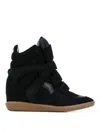 Isabel Marant Black Buckee Suede Trim Wedge Hi-top Sneakers In Black