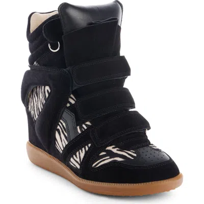Isabel Marant Bekett High Top Wedge Sneaker In Black/zebra