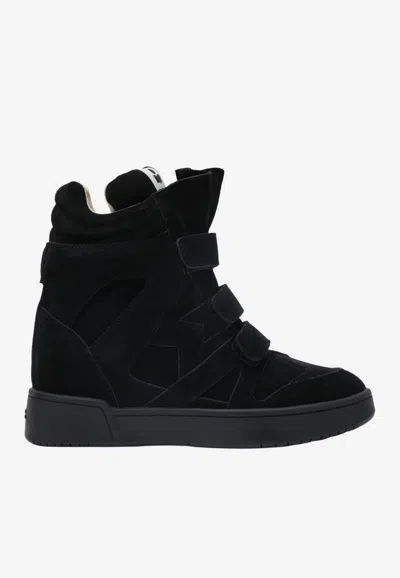 Isabel Marant Women Black Wedge With Insert Design And High Heel Sneaker In Leather Woman