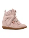 Isabel Marant Bekett High Top Suede Sneakers Rubber Sole In Pink