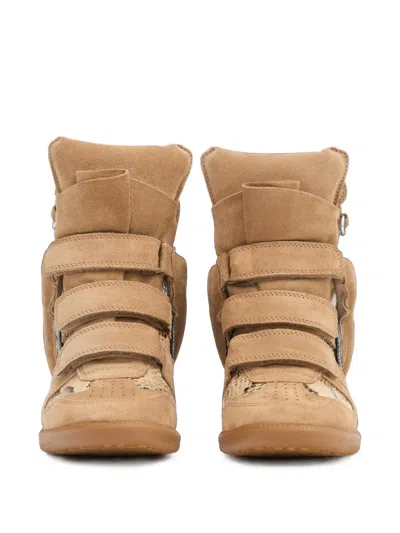 Isabel Marant Bekett Ring Python-leather Wedge Sneakers In Brown
