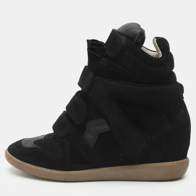 Pre-owned Isabel Marant Bekett Size 40 Black Suede Wedge Sneakers
