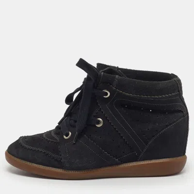 Pre-owned Isabel Marant Bekett Size 40 Black Suede Wedge Sneakers