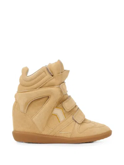 Isabel Marant Bekett Suede Leather High Top Wedge Sneakers In Neutral
