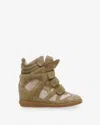 Isabel Marant Bekett Hidden Wedge High Top Sneaker In Green