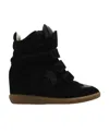 Isabel Marant Black Buckee Suede Trim Wedge Hi-top Sneakers In Black