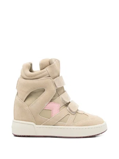 Isabel Marant High-top Wedge Sneakers With Velcro Straps In Multi