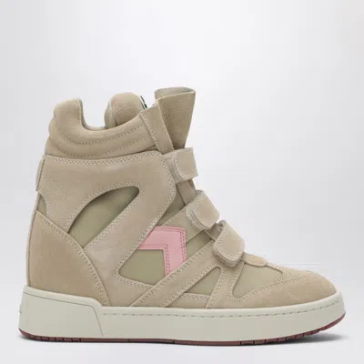 Isabel Marant Bekett Wedge Sneakers In Beige/pink Suede In Brown