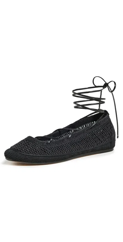 Isabel Marant Women's Belna Crochet Ankle-wrap Flats In Black