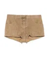 Isabel Marant Belt Loops Suede Texture Shorts In Light Beige