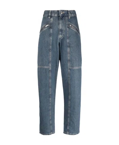 Isabel Marant Belt Ring Denim Trousers In Blue