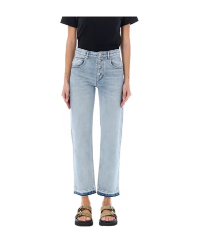 Isabel Marant Belt Ring Denim Trousers In Multicolor
