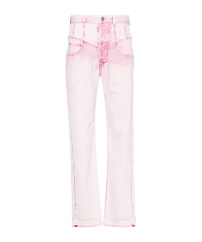 ISABEL MARANT BELT RING SPLICED DENIM TROUSERS