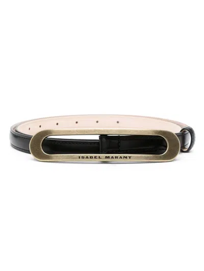 Isabel Marant Logo-buckle Leather Belt In Black
