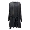 Isabel Marant Belted Long Sleeve Mini Dress In Black Silk In Black